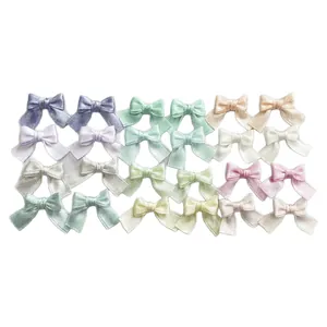 Macaron color satin bow set for DIY hair clips and garment accessories in various colors