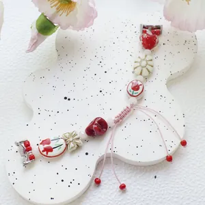 Handmade Beaded Smart Watch Band Flower Heart Tulip Pattern Adjustable Braided Rope Strap For Women Fashion Accessories Jewelry