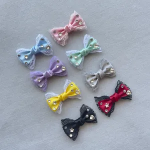 Accessorio Fiocco in Raso e Pizzo Fatto a Mano Con Strass per Fermagli Vestiti Fai da Te Stile Lolita Dolce Fiocco
