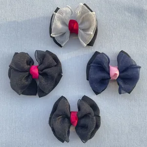 Décoration Nœud Papillon en Organza Superposé Fait Main Pour Accessoires Cheveux DIY Sac Vêtements Poupée Ornement Minimaliste