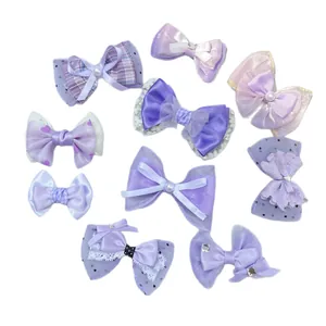 10-piece set of assorted purple ribbon bows with lace and pearls for DIY accessories