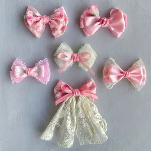 Accessoire Nœud Floral Rose Fait Main Pour Décoration De Vêtement Lolita Coiffure DIY Tissu Satin Dentelle Nœud Pour Couture