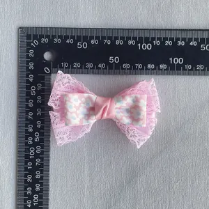 Accessoire nœud floral en dentelle rose pour serre-tête Lolita, décor d'été fait main