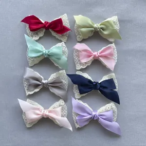 Doppellagige Satin Schleife Mit Spitzenrand DIY Basteln Band Ornamente Für Haarschmuck Kleidung Tasche Handyhülle Deko