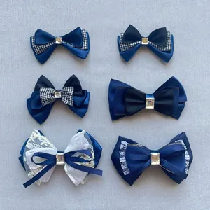 Handmade Fabric Bowknot DIY Jewelry Accessories Rhinestone Lace Houndstooth Bow Headwear Doll Clothing Decoration Component