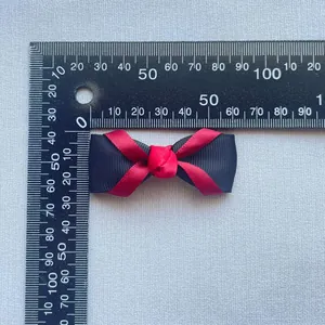 Fiocco fatto a mano 6cm bicolore nero e rosso per decorazioni capelli e fai-da-te