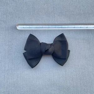 Handmade 8cm black grosgrain ribbon bow accessory for hair and DIY crafts