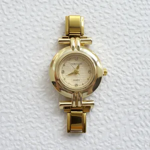 Orologio al quarzo modulare dorato per uomo e donna con quadrante con cristalli