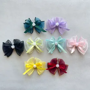 Handgemachte Doppellagige Organza Satin Schleife Mit Harz Rose Blume Dekoration DIY Für Kleidung Taschen Schuhe Zubehör
