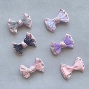 Squisito Elastico per Capelli con Fiocco a Doppio Strato in Pizzo Tessuto Glitter Rosa Stile Coreano Accessori per Donna Ragazza