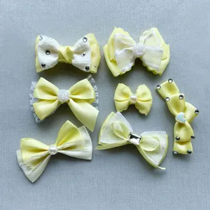 INS Style Rhinestone Bowknot DIY Handmade Accessories Ribbon Satin Bows For Hairpins Keychain Doll Decor Craft Supplies