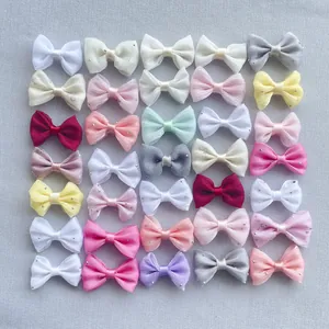 Mini Accesorios de Lazo de Satén y Malla Con Diamantes de Imitación Brillantes para Pinzas de Pelo DIY Costura Adornos de Ropa Ropa de Muñecas Zapatos Decoración