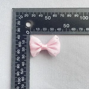 Lazo de malla rosa con lentejuelas y escala de medida para accesorios de pelo DIY