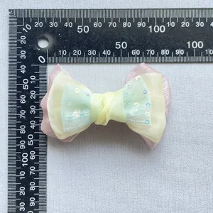 Fiocco in tulle DIY a tre strati con paillettes per accessori capelli da 85mm