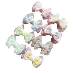 Fiocchi in tessuto fai-da-te con strass argentati colori pastello per capelli e vestiti