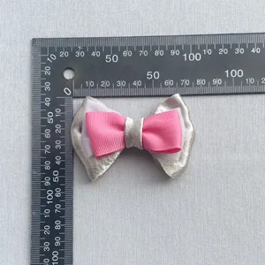 Three-layer bow knot accessory in silver and pink for DIY hair clips and crafts