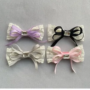 Ciondoli a Fiocco in Pizzo con Strass Fatti a Mano Accessorio Fai da Te per Mollette Capelli per Animali Bambole Decorazione Vestiti