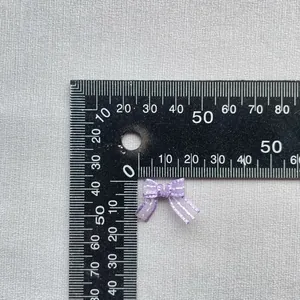 Mini 1.5cm purple checkered bow ribbon for DIY hair accessories and BJD doll clothing