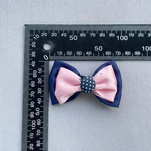 Nœud en tissu fait main rose et bleu marine pour chaussures et accessoires de coiffure