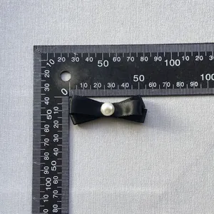 Lazo de satén negro con perla de 3,5 cm para decoración y manualidades DIY