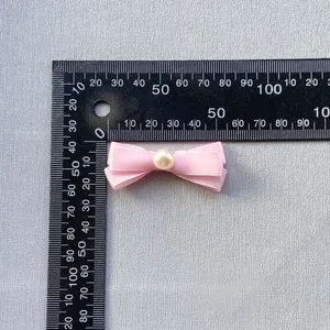 Lazo de satén rosa de doble capa con perla para decorar frascos de perfume y manualidades