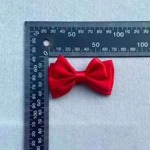 Double-layered red satin bow for DIY accessories measuring 80mm by 45mm
