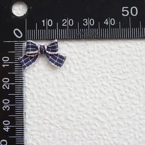 Mini lazo de cinta a cuadros azul y blanco de 20mm para manualidades y ropa de muñecas