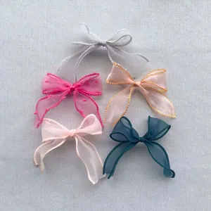 Nœuds en Ruban de Maille Organza Mousseline DIY pour Accessoires de Cheveux Décoration de Mariage Fête Couture Artisanat
