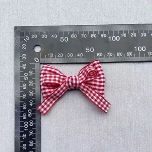 Red and white plaid bowknot fabric accessory for DIY sewing, 5cm width measurement