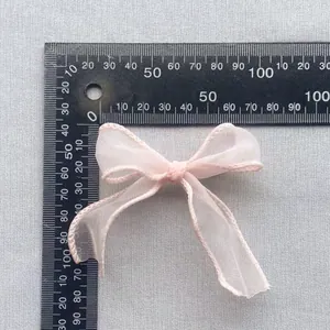 Nœud en ruban d'organza rose clair pour accessoires de cheveux DIY, taille 80 mm