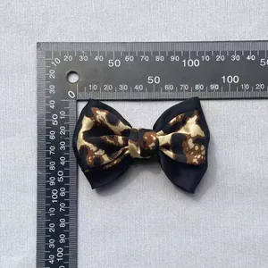 Lazo con estampado de leopardo y base de satén negro de 8,5 cm para accesorios de moda