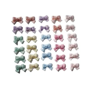 30pcs colorful 1cm mini satin ribbon bows in macaron colors for DIY craft and doll decor