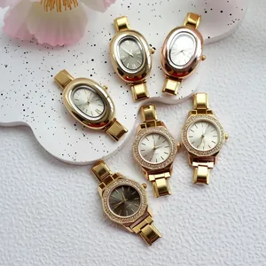 Elegante Orologio al Quarzo da Donna Oro Oro Rosa con Strass Cassa Ottagonale Ovale Cinturino in Acciaio Inossidabile