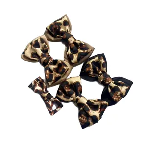 Set de lazos con estampado de leopardo para accesorios de pelo y decoración DIY