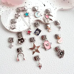 Edelstahl Italienische Charms Modulare Armband Glieder DIY Herz Stern Mond Tier Emaille Schmuck Zubehör Für Damen Herren