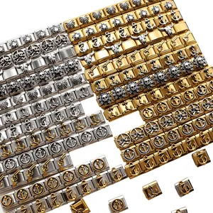 DIY Ιταλικά βραχιόλια με σύμβολα από ανοξείδωτο ατσάλι με νεκροκεφαλή και άγκυρα