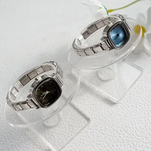 Orologio Minimalista al Quarzo Quadrato in Acciaio Inossidabile a Maglie Componibili per Uomo e Donna Gioielli Moda