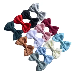 Set of 11 assorted colors satin ribbon bows for hair accessories and garment decoration