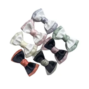DIY Morandi bow hair clips in mixed colors featuring satin and organza double layers