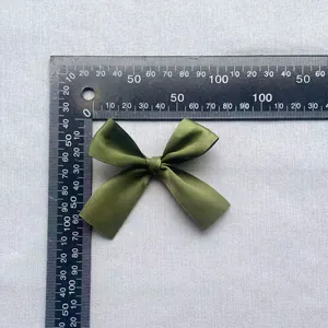 7.5cm dark green satin bow accessory for DIY crafts and clothing decoration