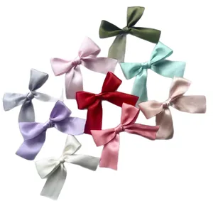 Various colors of 7.5cm satin ribbon bows for gift wrapping and hair accessories