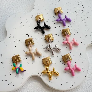 Charm Modulare Italiano in Acciaio Inossidabile per Bracciale Cane Palloncino Placcato Oro Cuore Smiley Accessorio Fai da Te