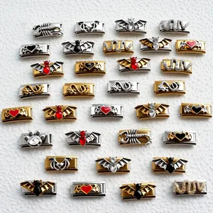 Détails de charms italiens DIY en acier inoxydable avec motifs gothiques et animaux