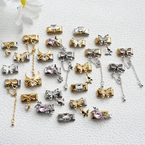 Stainless Steel Italian Charm Link Butterfly Bow Heart Wings Bracelet Charms For DIY Jewelry Making Women Gold Silver Plated Zirconia Rhinestone Pendant Links