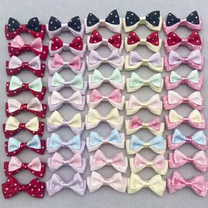 Mini Satin Polka Dot Double Layer Bow Ribbon Accessories For DIY Hair Clips Clothing Pet Decoration Handmade Bowknot