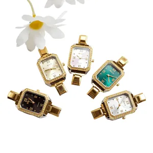 Eleganti orologi al quarzo quadrati da donna con lunetta diamantata in cinque colori
