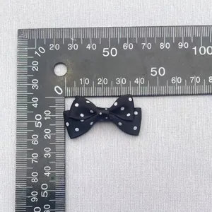 Black and white polka dot ribbon bow 3.5cm mini DIY accessory for garments and hair