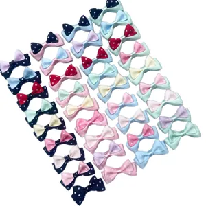Polka dot ribbon bows in colorful candy shades for kids and DIY crafts set