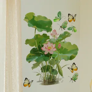 Stickers Muraux en PVC Plante Verte Fleur Papillon Pour Salon Chambre Cuisine Décoration Maison Autocollants Muraux