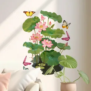 Stickers muraux autocollants lotus et papillons pour décoration de salon et de chambre